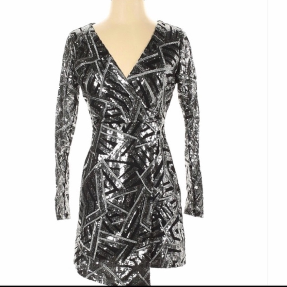 Elegant Black and Silver Sequin Dress